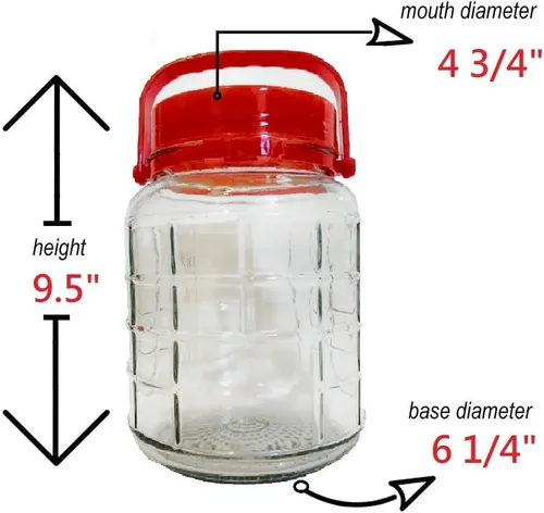 Vista 2 de C&H Solutions Tarro de vidrio de 3L (aproximadamente 0.8 galones) con tapa de boca ancha, tapas de boquilla de plástico para almacenamiento