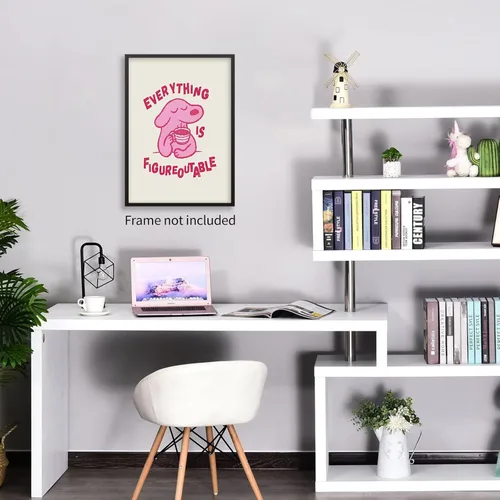 Vista 6 de Lmuwecno Arte de Pared con Citas de Afirmaciones Positivas de Perro Rosa Pósters Motivacionales de Animales Lindos Everything Is Figureoutable