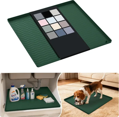 Vista 106 de URMONA - Tapete de silicona impermeable para debajo del fregadero, 16 x 10 Beige