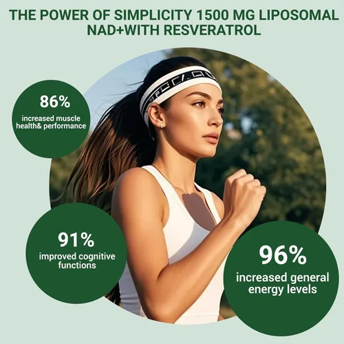 Vista 7 de Suplemento NAD+, liposomal NAD nicotinamida ribósido resveratrol 1500 mg - Anti-envejecimiento y salud cerebral, mejora la energía, específicamente