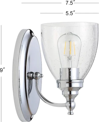Vista 5 de JONATHAN Y Lámpara de pared LED cromada de 5.5 pulgadas, cableado para baño, pantalla de vidrio transparente con semillas, iluminación de pasillo