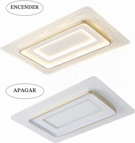 Vista 5 de Lámpara de techo empotrada moderna de 72 W LED regulable lámpara de techo rectangular con control remoto cerca de la lámpara de techo