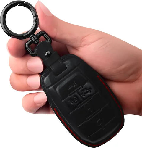 Vista 9 de Tukellen para Funda de Llavero de Dodge Funda de Llavero de Cuero Genuino Funda Protectora Compatible con 2019-2025 Dodge RAM 1500 2500 3500 Carcasa