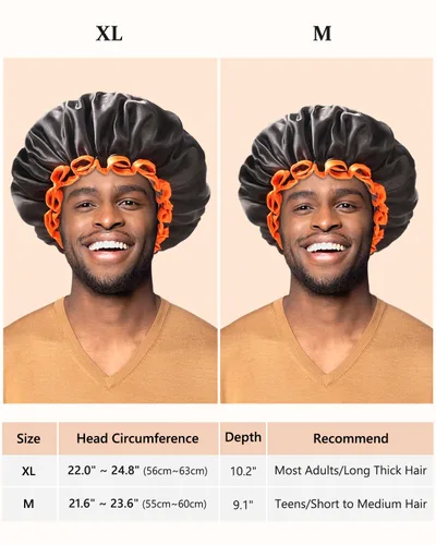 Vista 17 de Gorro de ducha negro extra grande para mujeres y hombres con cabello grueso, largo y trenzas, reutilizable, impermeable, de doble capa XL, gorros