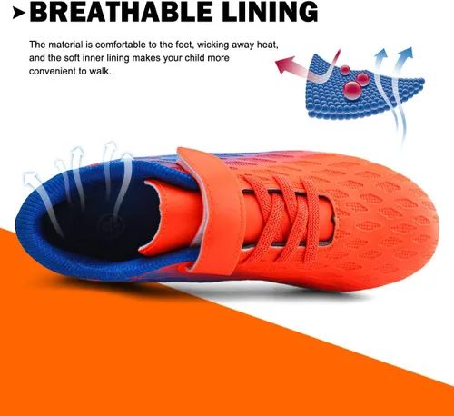 Vista 5 de Brooman - Tacos de fútbol para niños y niñas, zapatos deportivos con tacos para usar al aire libre