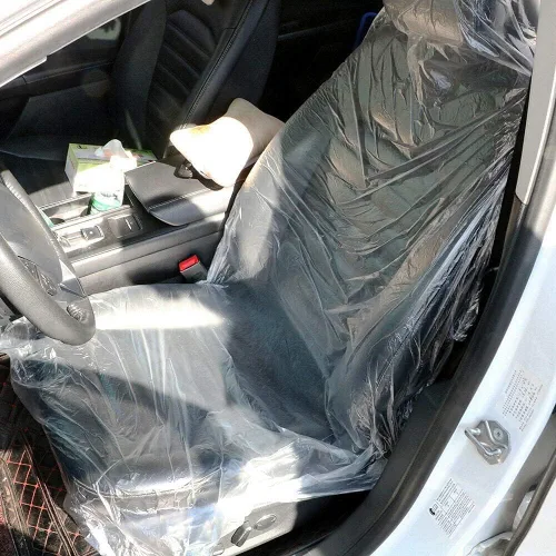 Vista 3 de 100 fundas de asiento desechables, fundas universales de plástico desechables para asientos de avión, sillas de salón, asientos de restaurante