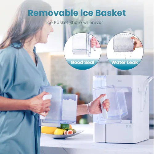 Vista 13 de Gevi Adella Nugget - Máquina de hielo con tanque de agua lateral de 1 galón