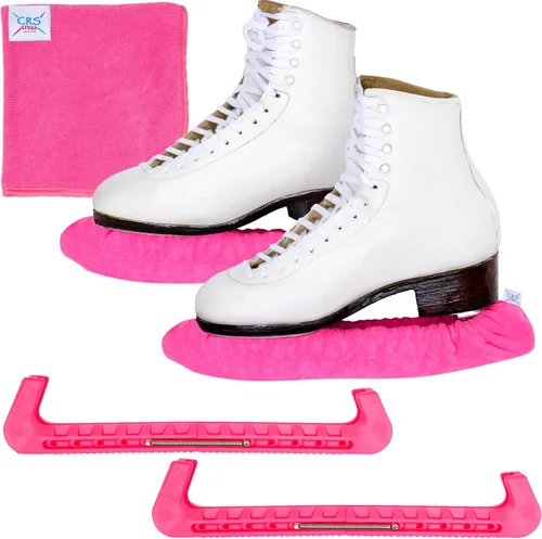 Vista 12 de CRS Cross - Juego de regalo de protectores de patines sobre hielo, guardas de tela y toallas, cubiertas suaves para cuchillas de patinaje artístico