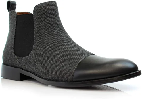 Vista 14 de Polar Fox Botas de ingeniero para hombre Botas de tobillo estilo motocicleta con correas de hebilla y cremallera lateral 1. Negro.