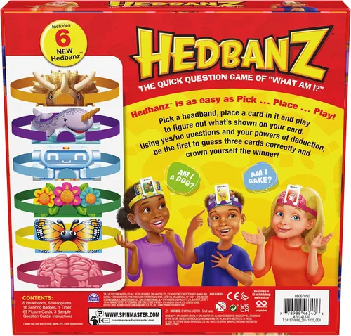 Vista 9 de Spin Master Games, Hedbanz Edición 2023 con nuevas cartas, juego de mesa de adivinanzas de imágenes, para familia y niños, 2-6 jugadores