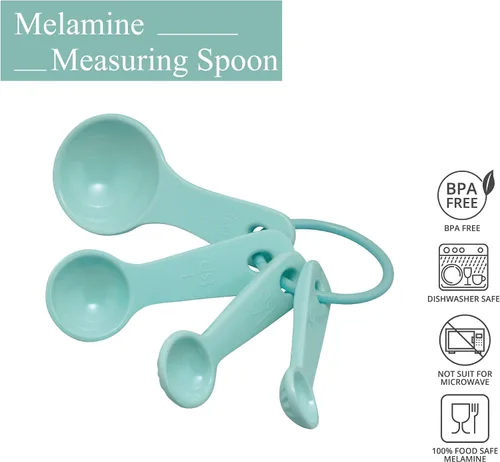 Vista 3 de UP Juego de 4 cucharas medidoras de melamina estilo latte, herramientas profesionales de anidación para hornear y cocinar para ingredientes líquidos