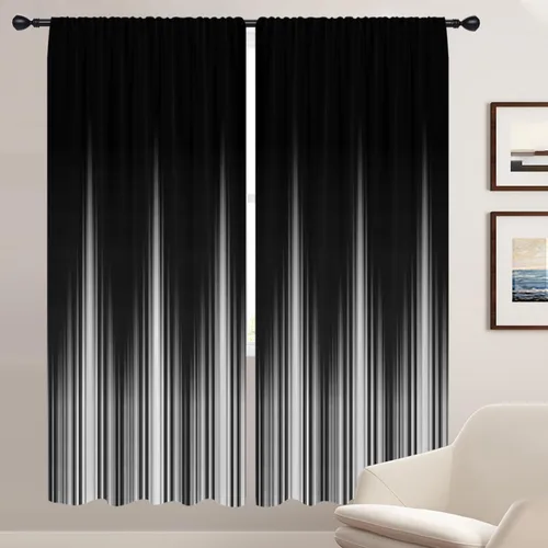 Vista 20 de Coxila Cortinas 100% opacas en negro y beige de 42 x 63 pulgadas, cortinas góticas degradadas con aislamiento térmico para dormitorio