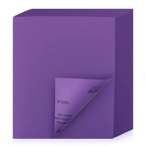 Vista 12 de Papel de lija de grano 80, 20 unidades, hojas de lija en seco y húmedo de 9 x 11 pulgadas, papel de arena abrasivo de alúmina púrpura para madera