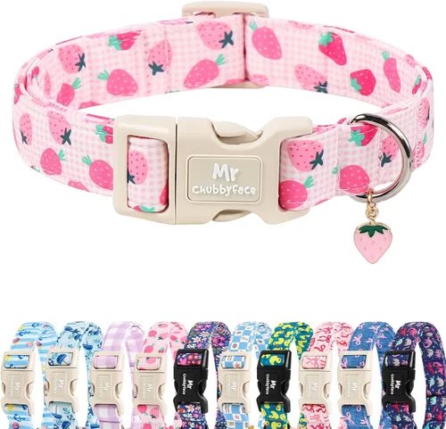 Vista 38 de MR.CHUBBYFACE· Collar de perro de San Valentín azul, lindo collar de cachorro con lazo azul, collar ajustable de algodón para mascotas con hebilla
