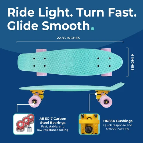 Vista 3 de Cal 7 - Patineta cruiser mini de plástico completa de 22 pulgadas