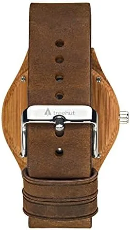 Vista 5 de Treehut - Reloj de pulsera para hombre de cuarzo de madera con correa de cuero de calidad superior