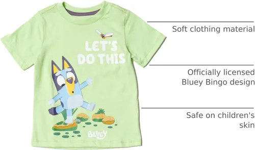Vista 3 de Bluey Paquete de 3 camisetas para niños para verano, paquete de 3 camisetas de algodón para niños