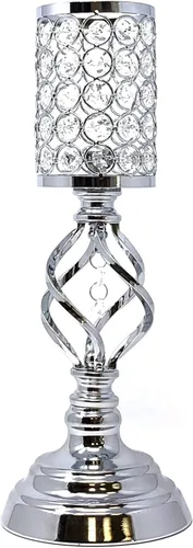 Vista 6 de Allgala Candelabro decorativo votivo de 14" cilindro de cristal Tealight - Dorado HD89001