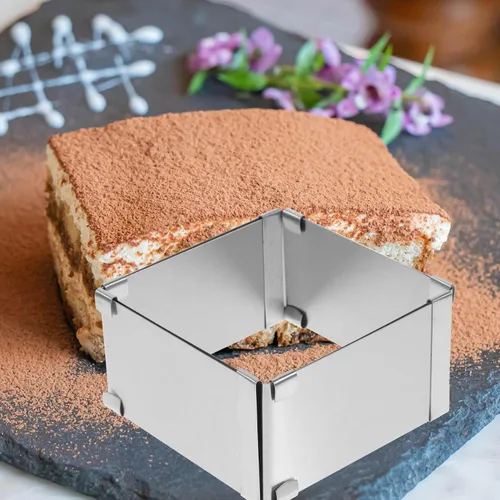 Vista 4 de Molde cuadrado para galletas, anillo de mousse cuadrado, molde de mousse para hornear, acero inoxidable, anillo de postre, molde de pastelería
