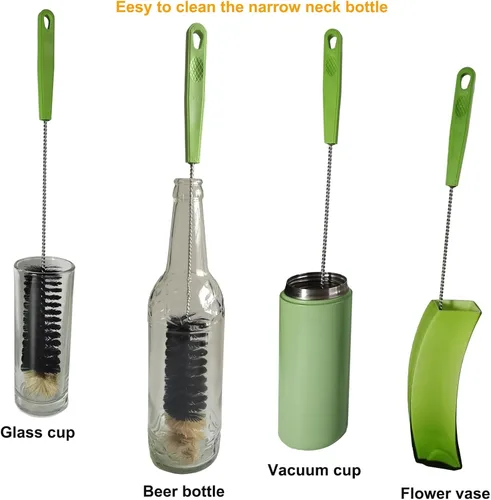 Vista 2 de Paquete de 2 cepillos para botellas de 16", Dokpod cepillos de limpieza de mango largo para limpieza de botellas de cuello largo y estrecho, agua