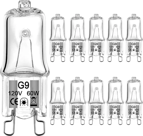 Vista 8 de Bombilla halógena G9 de 25 W, 120 voltios, regulable, tipo T4 JCD, base bi-pin para candelabros, colgantes, luces de gabinete, reemplazo de luces