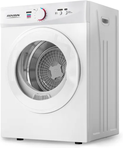 Vista 7 de ROVSUN Secadora portátil de 110V, secadora de carga frontal de alta gama con tambor de acero inoxidable y perilla de control simple