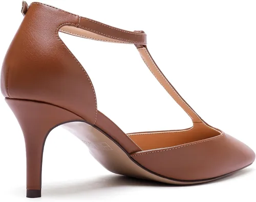 Vista 4 de SAMMITOP Zapatos de vestir con barra en T de tacón medio y correa en el tobillo para mujer