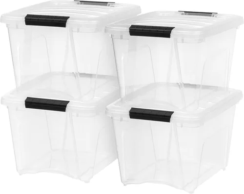 Vista 14 de IRIS USA Contenedores de almacenamiento de plástico apilables de 6 cuartos de galón con tapas, paquete de 3 - Sin BPA, fabricado en EE.UU.