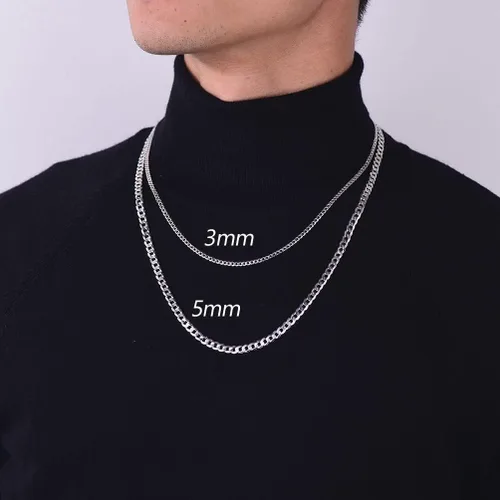 Vista 3 de PROSTEEL 925 Sterling Silver Cuban Link Chain Necklace, Dainty Figaro Chains, Solid & Shiny, 3mm5mm, 14-28 inch, Come Gift Box