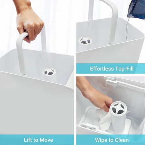 Vista 7 de Livatro - Humidificador inteligente de 6L para habitación grande, niebla cálida y fría con diseño de llenado superior, control por Alexa