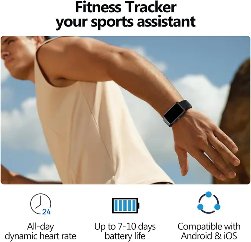 Vista 2 de MOLOUTRK T11 - Rastreador de actividad física con monitor de frecuencia cardíaca/sueño, más de 100 modos deportivos, relojes inteligentes