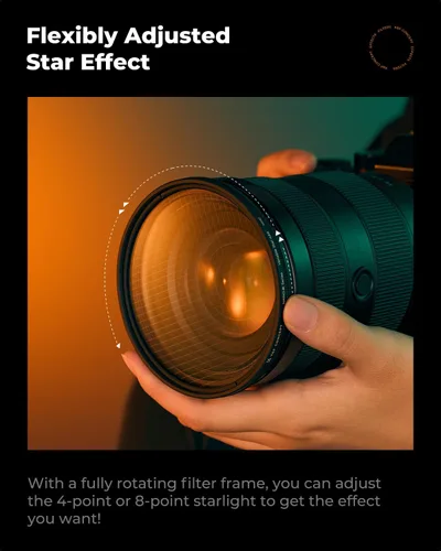 Vista 6 de K&F CONCEPT Filtro de estrella variable de 49 mm, filtro de estrella cruzado, filtro de estrella de 4, 8 puntos -18 capas de recubrimiento, filtro