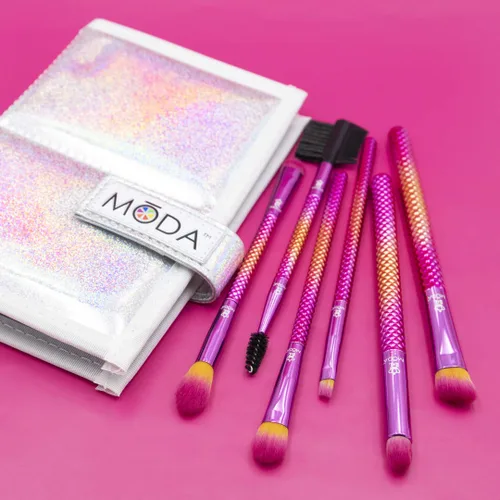 Vista 3 de MODA Prismatic Sunset - Juego de brochas de maquillaje de ojos hermosos, 7 piezas, vegano