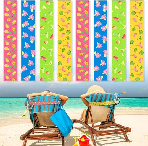 Vista 18 de Boao 4 paquetes de bandas de toalla para silla de playa, esenciales para piscina y crucero, elásticas y resistentes al viento, clips para toallas