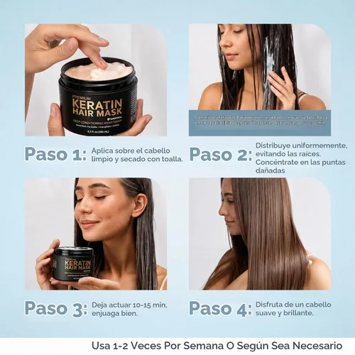 Vista 9 de SUNATORIA Mascarilla de queratina para el cabello - Acondicionador profundo para cabello dañado y seco - Hidrata, repara, nutre - Tratamiento
