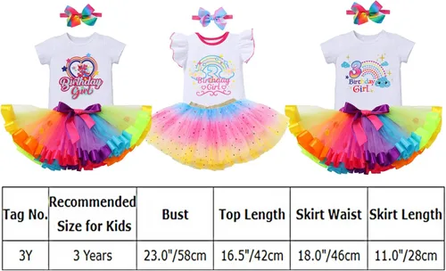Vista 7 de IDOPIP Conjunto de 5 piezas de ropa para bebé con diseño de arco iris para 1er 2 3 cumpleaños para niña, Hot Pink - Cloud 3rd