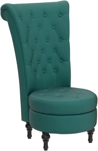 Vista 8 de Container Furniture Direct Royal - Silla de acento de terciopelo con respaldo alto para tocador con almacenamiento y tapicería de lujo, diseño retro