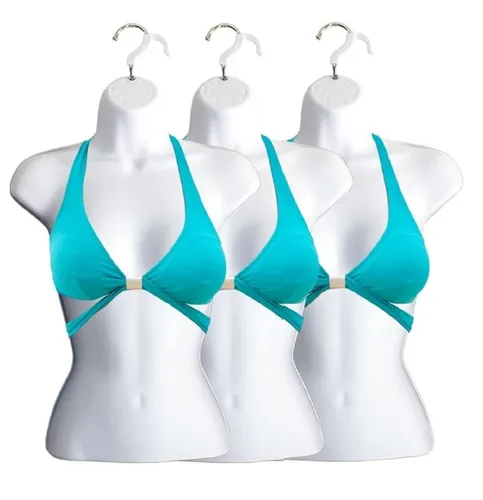 Vista 11 de Maniquí femenino con espalda hueca y cuerpo apilable con ganchos para colgar para exhibición de camisetas, encimera, ferias de manualidades, fotos