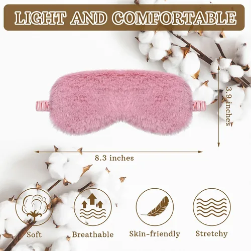 Vista 6 de Geyoga 8 máscaras de ojos de felpa a granel para dormir, máscara de ojos de piel sintética, recuerdos de fiesta de pijamas, máscaras para mujeres