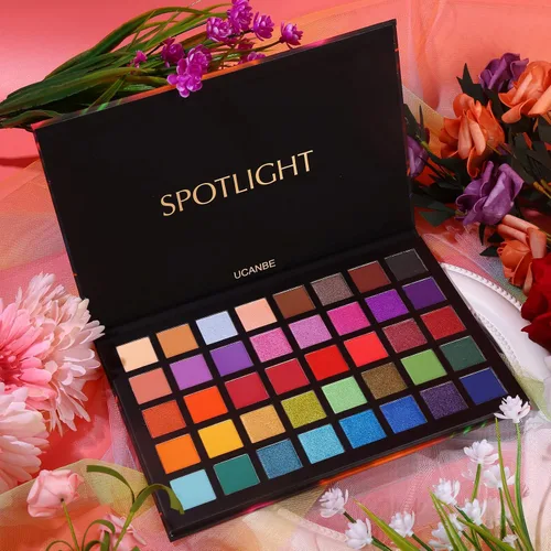 Vista 7 de UCANBE Spotlight Paleta de sombra de ojos profesional 40 colores sombra de ojos mate brillo paleta de maquillaje altamente pigmentado colorido polvo