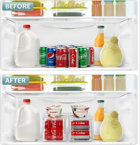 Vista 5 de Sorbus Organizador de latas de soda para refrigerador, dispensador de latas apilable con tapa para refrigerador, despensa, congelador, capacidad