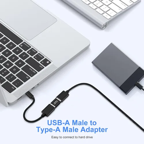 Vista 3 de Paquete de 2 adaptadores USB 3.0/3.1 macho a macho y adaptador OTG 3.0 USB A a A, extensión o expansión
