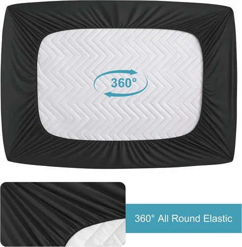 Vista 5 de NTBAY Protector de colchón impermeable, funda de colchón acolchada individual ajustable con bolsillo profundo de 15 pulgadas - lavable a máquina