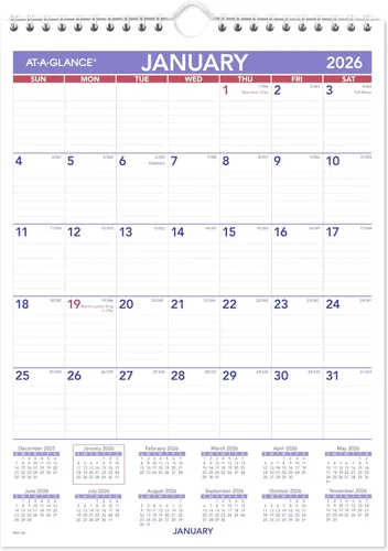 Vista 7 de AT-A-GLANCE Calendario de pared 2027, mensual, planificador de 20 x 30 pulgadas, bloques diarios a rayas (PM42827)