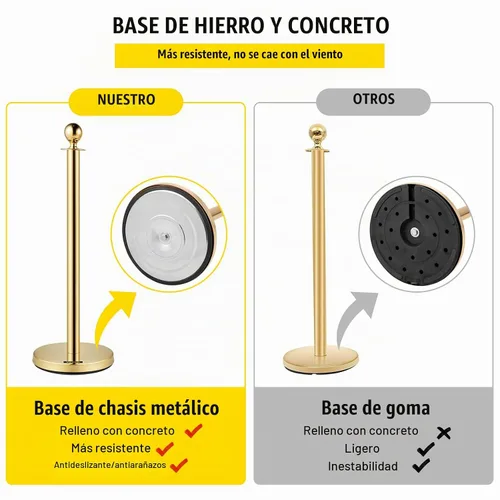 Vista 5 de VEVOR Cuerdas y postes de terciopelo, 2 piezas, cuerda de terciopelo rojo de 5 pies, poste de puntal con parte superior de bola, barreras de control