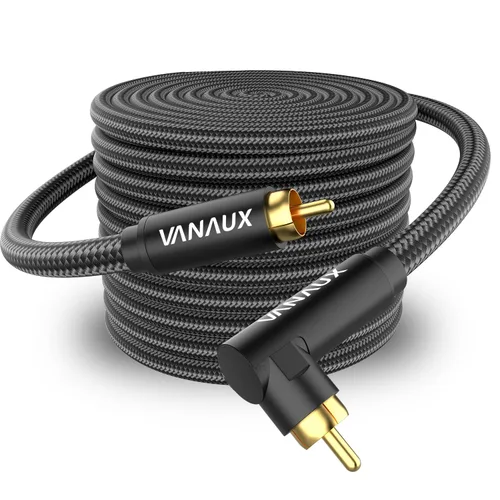 Vista 8 de VANAUX Cable de graves de 90 grados, cable de audio RCA a RCA premium, (conectores chapados en oro) ideal para espacios reducidos, cine en casa