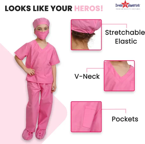 Vista 3 de Dress Up America Doctor Scrubs For Kids - Doctor And Nurse Costume For Children