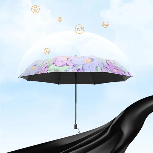 Vista 7 de URAWESO Parasol con protección UV, diseño de flores, plegable, para caminar, viajes, decoración de boda