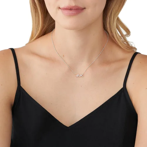 Vista 4 de Michael Kors Collar con colgante de corazón de cristal de acero inoxidable y pavé para mujer