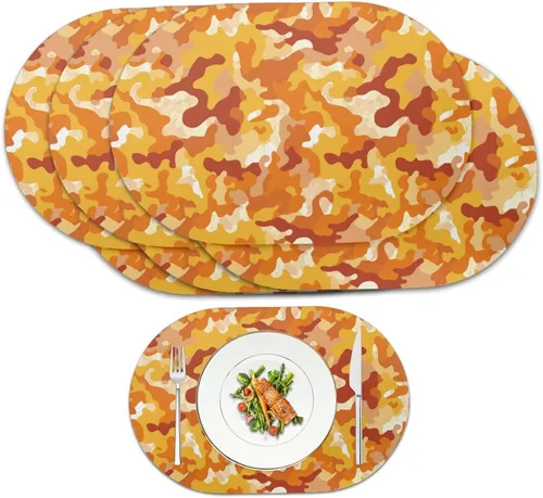 Vista 16 de Autumn Placemats Set of 2 Waterproof Wipeable 12X18 Inch Faux Leather Non Slip Heat Resistant Mats for Thanksgiving Dinner Outdoor Decor